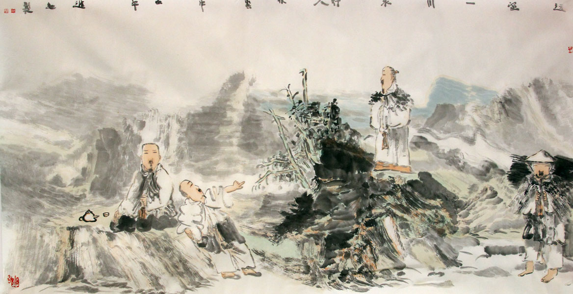 刘进安国画作品,尺寸为138.5*70