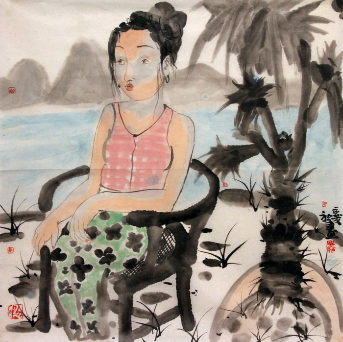 刘庆和国画作品,尺寸为68*69