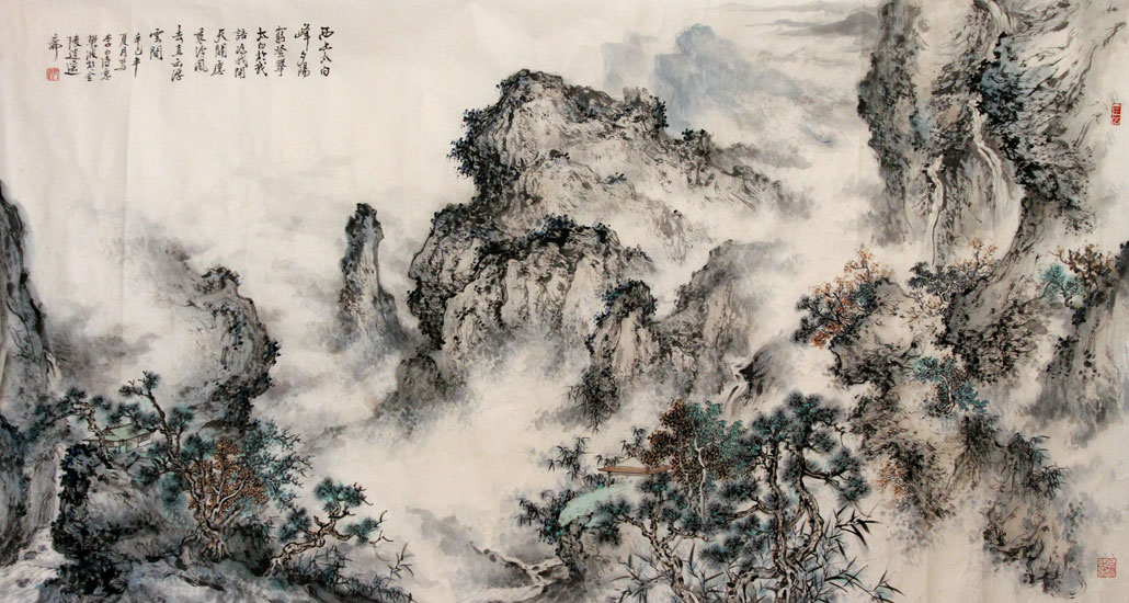 樊波国画作品,尺寸为178*95.5